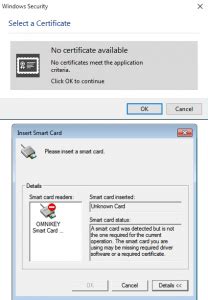 no certificates found when inserting smart card|cac reader won't pick up certificate.